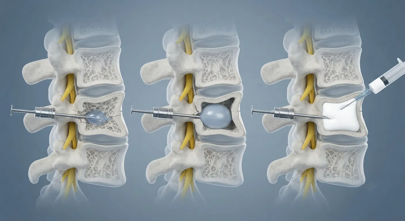 Kyphoplasty treatment for a painful vertebral compression fracture