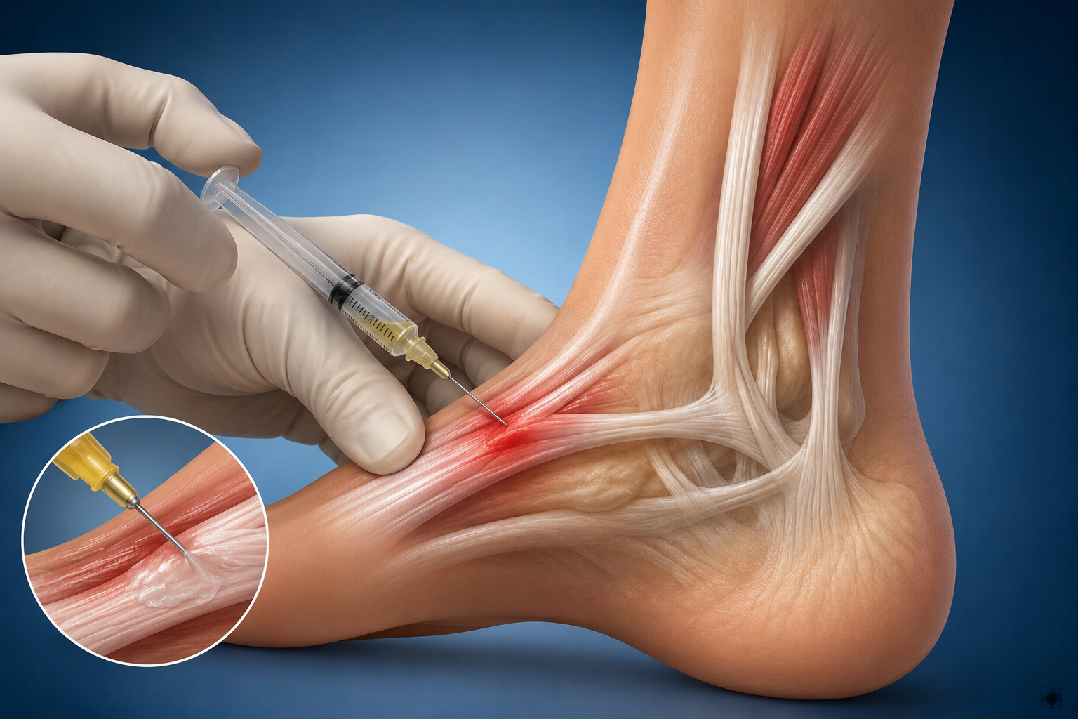 Doctor performing a targeted tendon injection for pain management