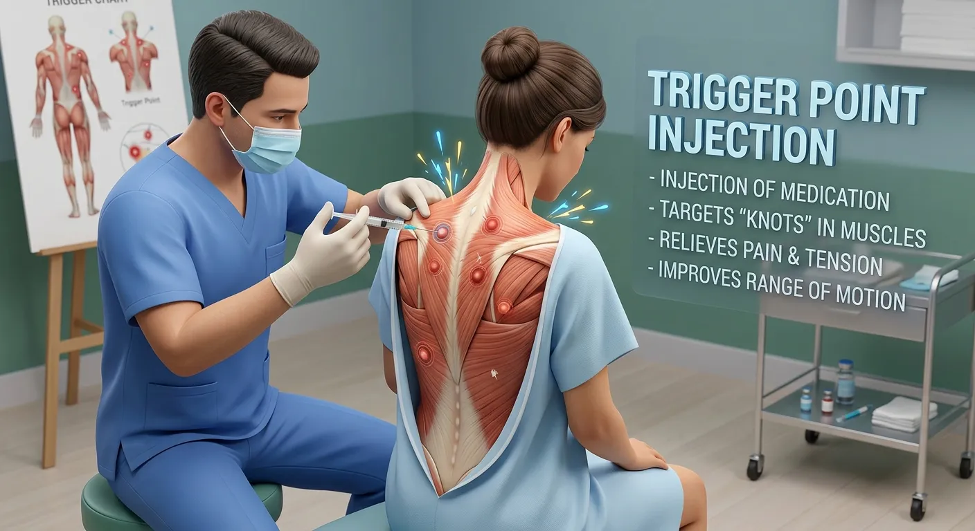 Trigger point injection treatment for painful muscle trigger points