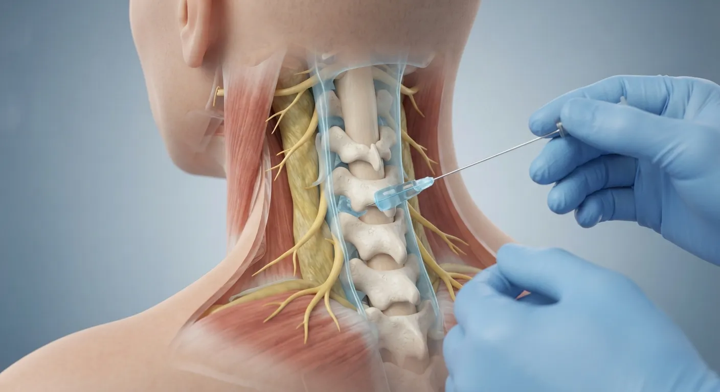 Cervical epidural injection targeting inflammation around irritated cervical nerves