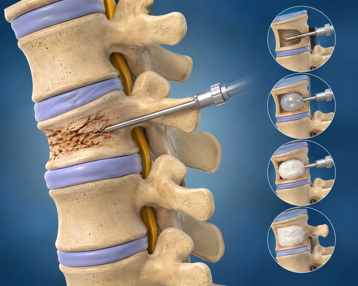 Fluoroscopy guided kyphoplasty for a painful vertebral compression fracture