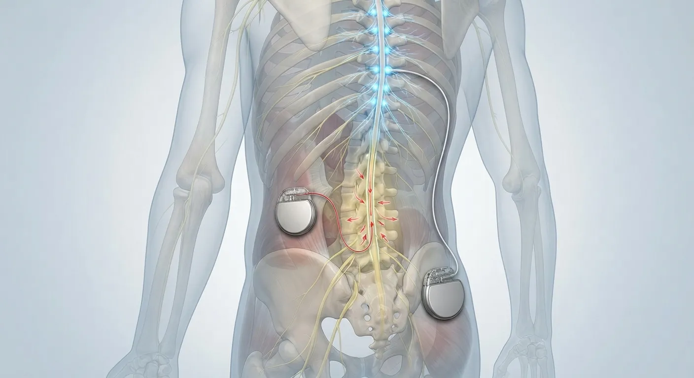 Spinal cord stimulator and intrathecal pump for advanced chronic pain management