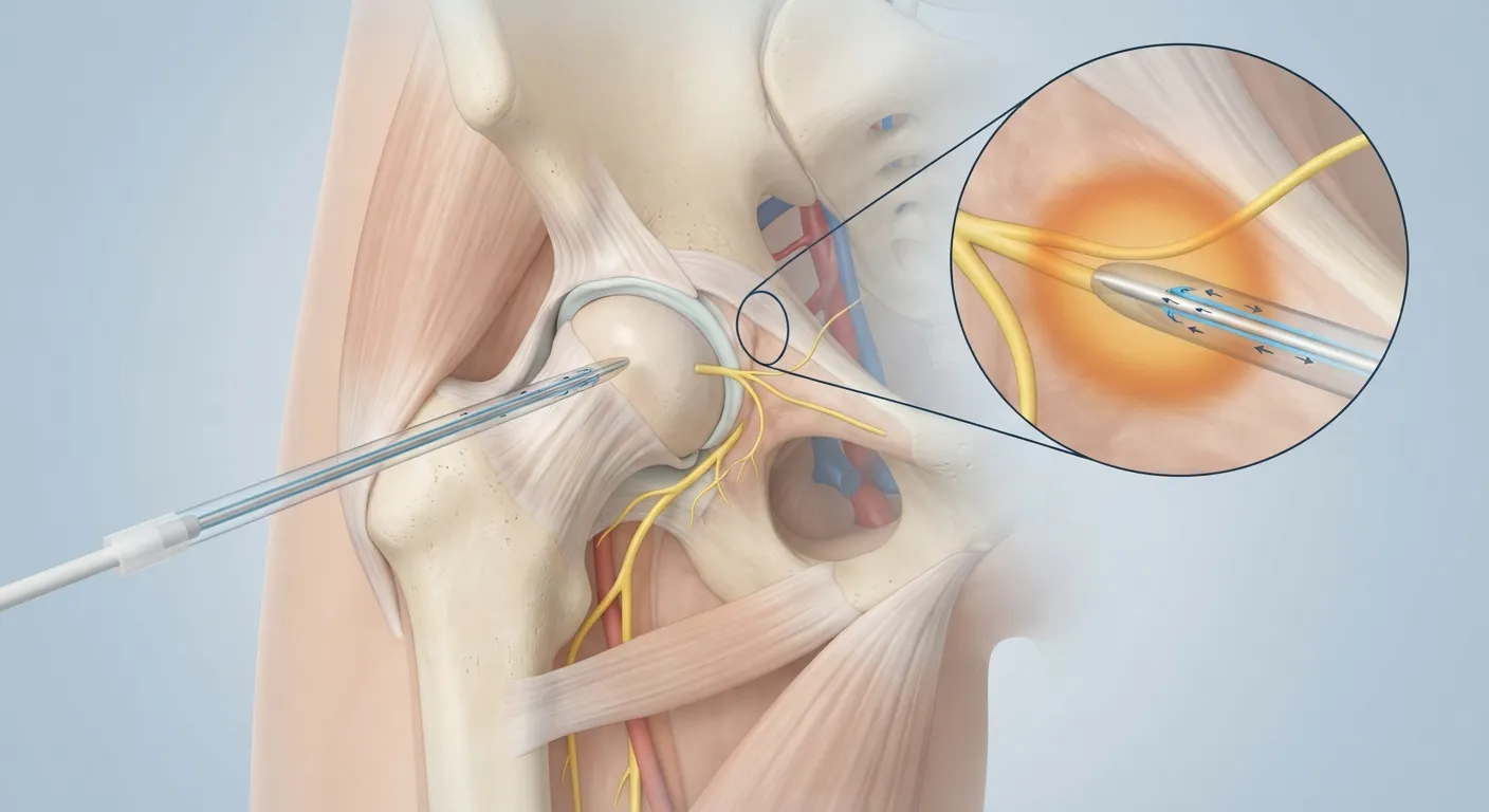 Hip cooled radiofrequency ablation for chronic hip pain