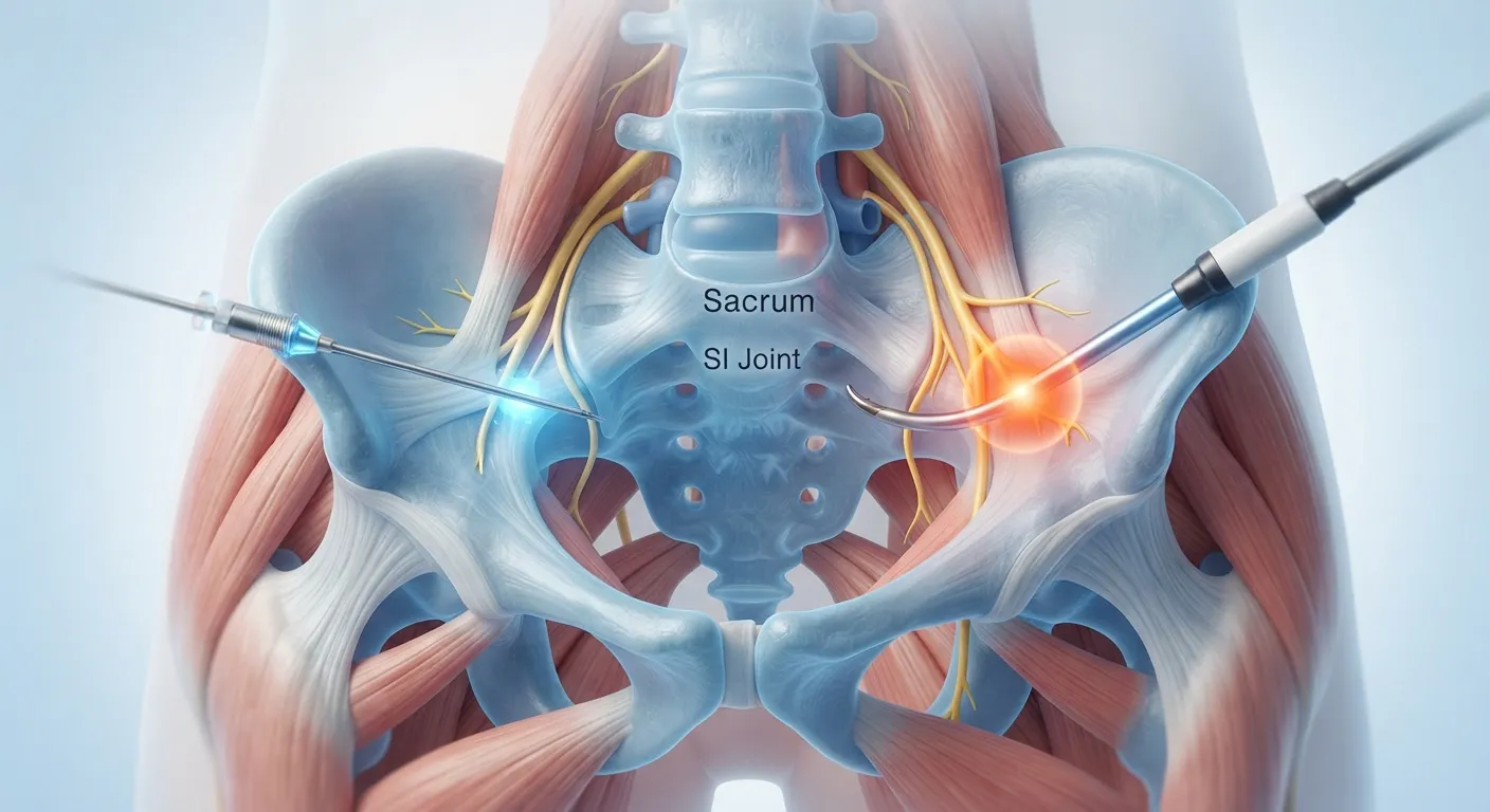 Sacroiliac joint injection and cooled radiofrequency ablation procedure