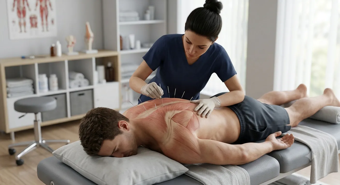 Dry needling treatment targeting a painful muscle trigger point
